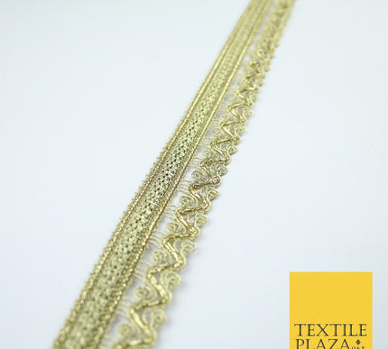 3 COLOURS - Ornate Zig Zag Knitted Plait Ribbon Trim Border Lace - 2.5cm Wide