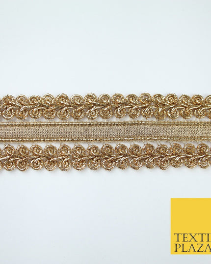 3 COLOURS - Double Woven Metallic Plait Ribbon Trim Border Lace - 4.5cm Wide