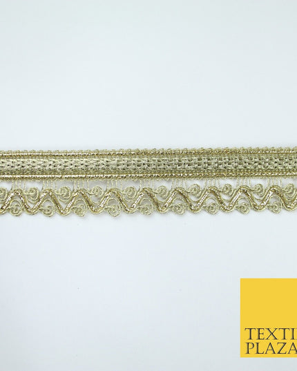 3 COLOURS - Ornate Zig Zag Knitted Plait Ribbon Trim Border Lace - 2.5cm Wide