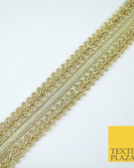 3 COLOURS - Double Woven Metallic Plait Ribbon Trim Border Lace - 4.5cm Wide