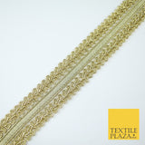 3 COLOURS - Double Woven Metallic Plait Ribbon Trim Border Lace - 4.5cm Wide