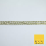 3 COLOURS - Fine Slim Ornate Plait Woven Metallic Trim Border Lace - 1cm Wide