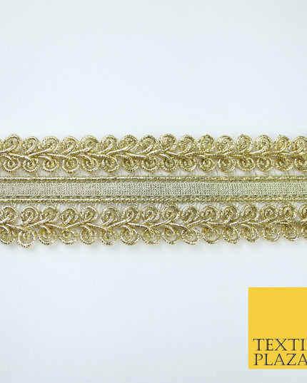 3 COLOURS - Double Woven Metallic Plait Ribbon Trim Border Lace - 4.5cm Wide
