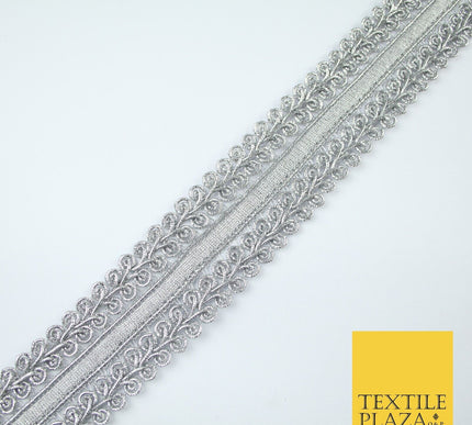 3 COLOURS - Double Woven Metallic Plait Ribbon Trim Border Lace - 4.5cm Wide