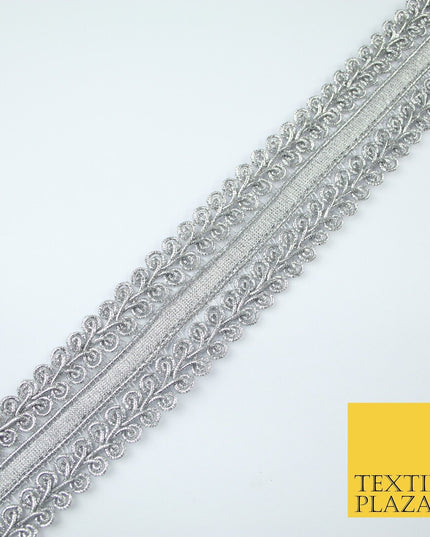 3 COLOURS - Double Woven Metallic Plait Ribbon Trim Border Lace - 4.5cm Wide