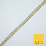 3 COLOURS - Fine Slim Ornate Plait Woven Metallic Trim Border Lace - 1cm Wide