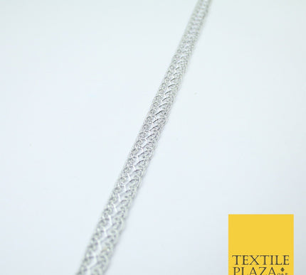 3 COLOURS - Fine Slim Ornate Plait Woven Metallic Trim Border Lace - 1cm Wide