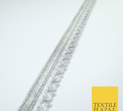 3 COLOURS - Ornate Zig Zag Knitted Plait Ribbon Trim Border Lace - 2.5cm Wide