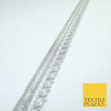 3 COLOURS - Ornate Zig Zag Knitted Plait Ribbon Trim Border Lace - 2.5cm Wide