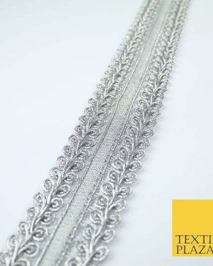 3 COLOURS - Double Woven Metallic Plait Ribbon Trim Border Lace - 4.5cm Wide