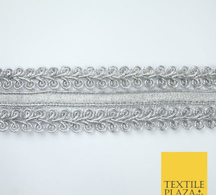 3 COLOURS - Double Woven Metallic Plait Ribbon Trim Border Lace - 4.5cm Wide