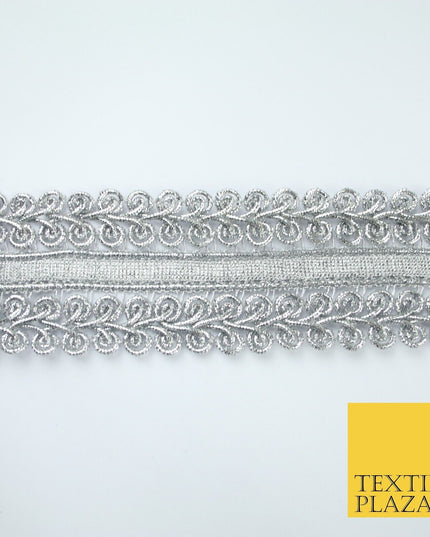 3 COLOURS - Double Woven Metallic Plait Ribbon Trim Border Lace - 4.5cm Wide