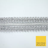3 COLOURS - Double Woven Metallic Plait Ribbon Trim Border Lace - 4.5cm Wide
