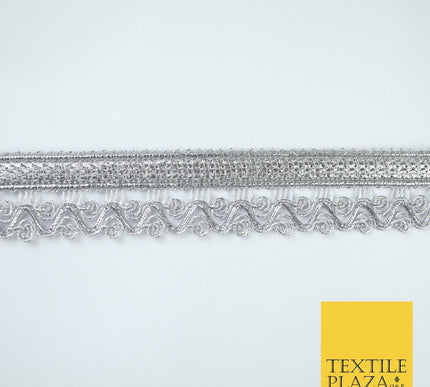 3 COLOURS - Ornate Zig Zag Knitted Plait Ribbon Trim Border Lace - 2.5cm Wide