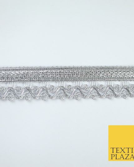 3 COLOURS - Ornate Zig Zag Knitted Plait Ribbon Trim Border Lace - 2.5cm Wide