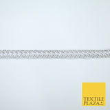 3 COLOURS - Fine Slim Ornate Plait Woven Metallic Trim Border Lace - 1cm Wide