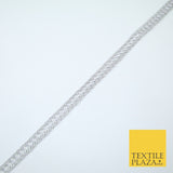 3 COLOURS - Fine Slim Ornate Plait Woven Metallic Trim Border Lace - 1cm Wide