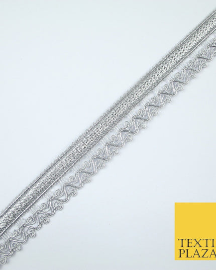 3 COLOURS - Ornate Zig Zag Knitted Plait Ribbon Trim Border Lace - 2.5cm Wide