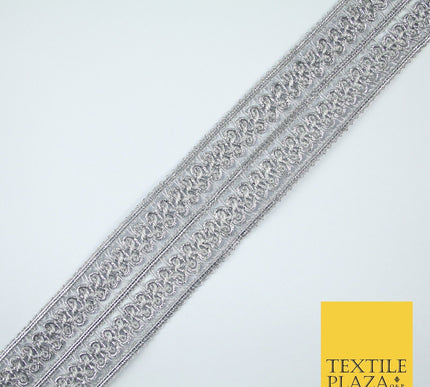 Silver / Gold Double Twin Plait Woven Plait Ribbon Trim Border Lace - 4cm Wide