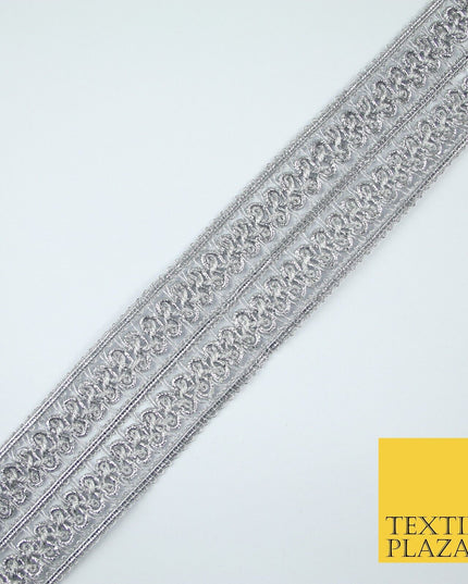 Silver / Gold Double Twin Plait Woven Plait Ribbon Trim Border Lace - 4cm Wide