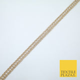 3 COLOURS - Fine Slim Ornate Plait Woven Metallic Trim Border Lace - 1cm Wide