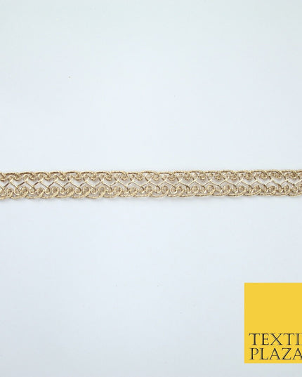 3 COLOURS - Fine Slim Ornate Plait Woven Metallic Trim Border Lace - 1cm Wide