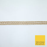 3 COLOURS - Fine Slim Ornate Plait Woven Metallic Trim Border Lace - 1cm Wide