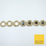 Gold Luxury Round Real Mirror Disc Coin Shape Trim Border Lace - 2cm Wide - X682