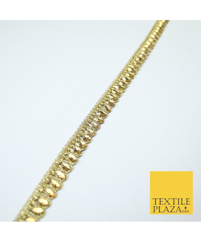 Gold Glitter Zig Zag Infinite Diamonte Stone Trim Border Lace - 1cm Wide - X680