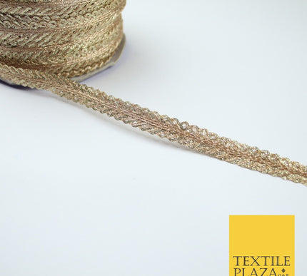 Slim Two Tone Gold Woven Glitter Sequin Chevron Trim Border Lace - 1cm Wide X673