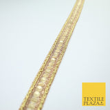 Gold Lightweight Double Weave Matt Sequin Trim Border Lace - 2cm Wide - X674