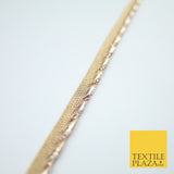 Gold / Rose Slim Metallic Rope Effect Flange Trim Border Ribbon Lace - 1cm Wide