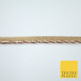 Gold / Rose Slim Metallic Rope Effect Flange Trim Border Ribbon Lace - 1cm Wide