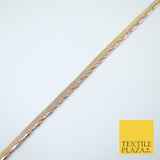 Gold / Rose Slim Metallic Rope Effect Flange Trim Border Ribbon Lace - 1cm Wide