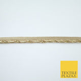 Gold / Rose Slim Metallic Rope Effect Flange Trim Border Ribbon Lace - 1cm Wide