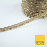 Gold / Rose Slim Metallic Rope Effect Flange Trim Border Ribbon Lace - 1cm Wide