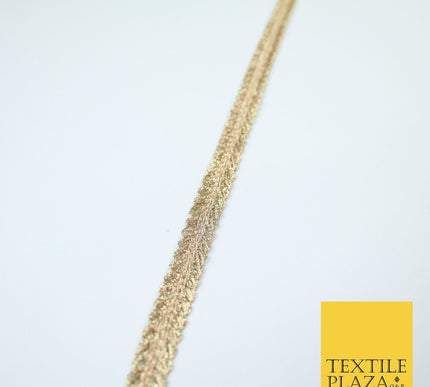 Slim Two Tone Gold Woven Glitter Sequin Chevron Trim Border Lace - 1cm Wide X673