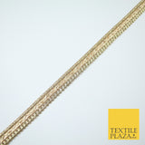 Gold / Rose Slim Metallic Woven Shimmer Zig Zag Trim Border Lace - 1.5cm Wide