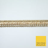 Gold / Rose Slim Metallic Woven Shimmer Zig Zag Trim Border Lace - 1.5cm Wide