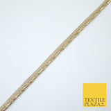 Gold / Rose Slim Metallic Rope Effect Flange Trim Border Ribbon Lace - 1cm Wide