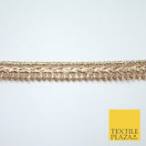 Gold / Rose Slim Metallic Woven Shimmer Zig Zag Trim Border Lace - 1.5cm Wide