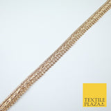 Gold / Rose Slim Metallic Woven Shimmer Zig Zag Trim Border Lace - 1.5cm Wide