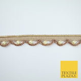 Gold  / Rose Pearl Rope Swag Metallic Ribbon Trim Border Lace - 2cm Wide - X668