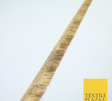 Antique Gold Simple Slim Soft Mini Fringe Trim Border Lace - 1.75cm Wide - X670