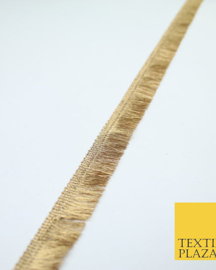 Antique Gold Simple Slim Soft Mini Fringe Trim Border Lace - 1.75cm Wide - X670