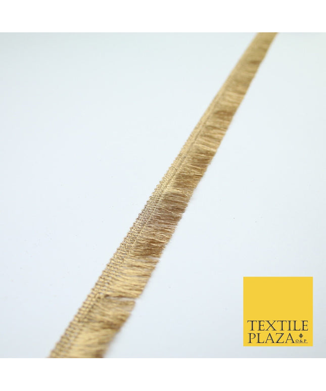 Antique Gold Simple Slim Soft Mini Fringe Trim Border Lace - 1.75cm Wide - X670