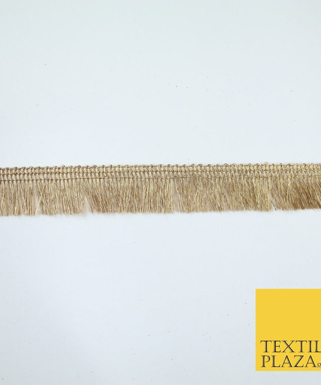 Antique Gold Simple Slim Soft Mini Fringe Trim Border Lace - 1.75cm Wide - X670