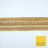 Classic Gold Double Row Metallic Ribbon Ornate Trim Border Lace - 4cm Wide X396