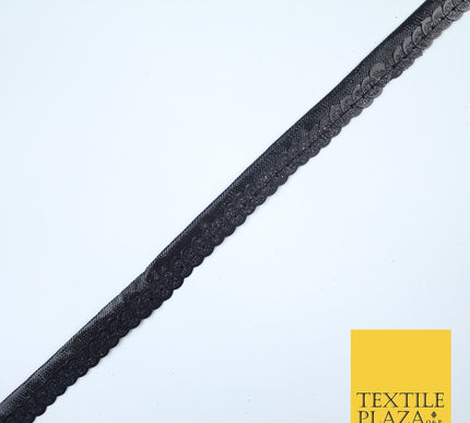 All Black Slim Dual Sequin Glitter Sparkly Trim Border Lace - 1.5cm Wide - X403