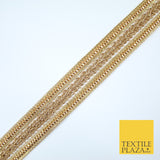 Classic Gold Double Row Metallic Ribbon Ornate Trim Border Lace - 4cm Wide X396